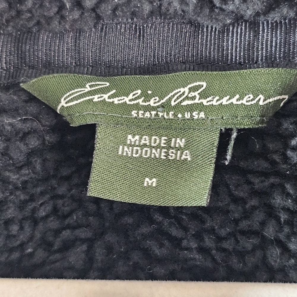 Eddie Bauer Fleece Lined Hoodie Medium Men’s Black Sweatshirt - Picture 6 of 10
